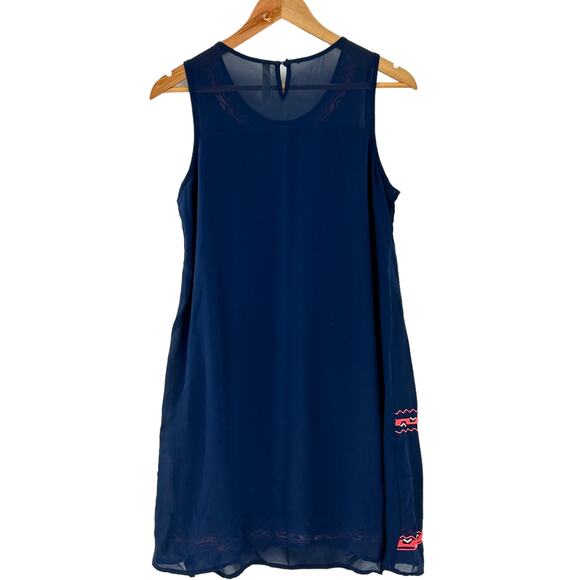 Jesse & J Navy Blue Geometric Dress Medium Sleeveless Knee Length - Picture 3 of 10